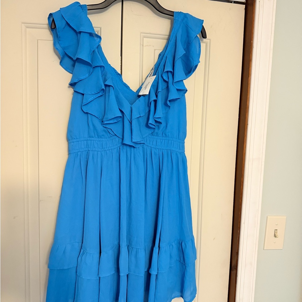 Elegant Blue Ruffled Dress